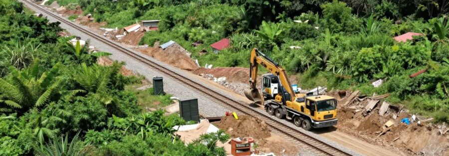 Reparaciones en la vía histórica tras un deslizamiento de tierra