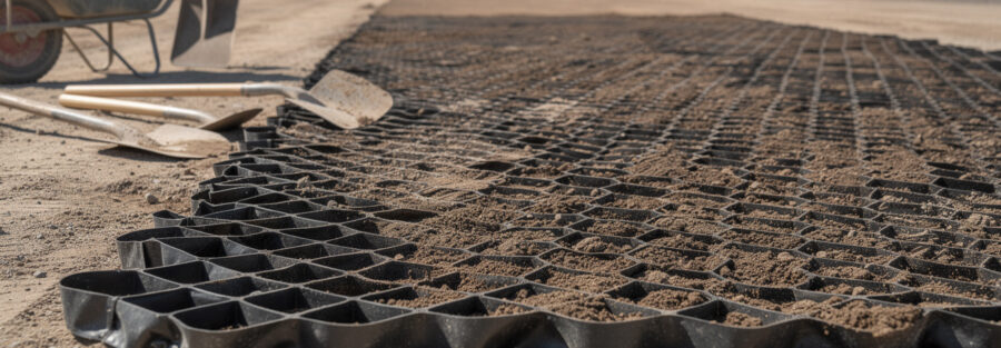 Geoceldas para la estabilización de terraplenes en construcción